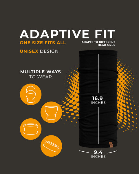 Zwarte hoofdband met tekst en pictogrammen op een donkere achtergrond