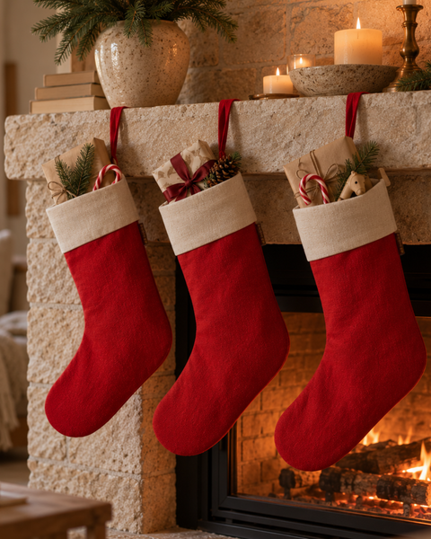 Linnen kerstkousen sok