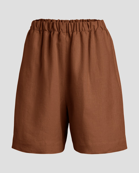 Bermudashort van linnen met zakken.