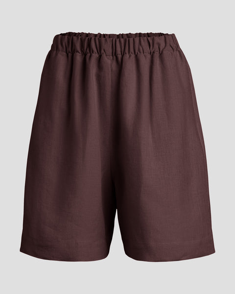 Linnen korte broek in de kleur schaduwpaars.