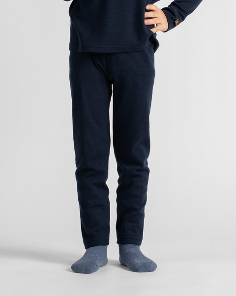 Kinderbroek van 250 merinowol Marineblauw
