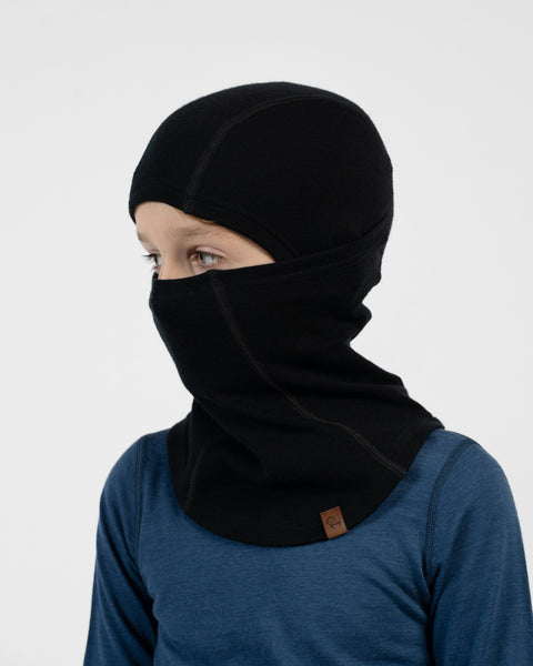 Balaclava-gezichtsbedekking van 100% merinowol voor kinderen, op meerdere manieren te dragen