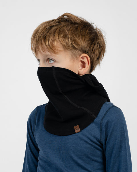 Balaclava-gezichtsbedekking van 100% merinowol voor kinderen, op meerdere manieren te dragen