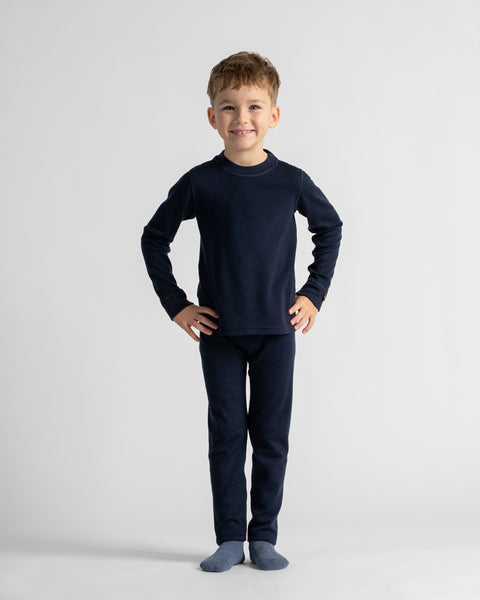 2-delige set met merinowollen shirt met lange mouwen en broek voor kinderen, 250 g/m²
