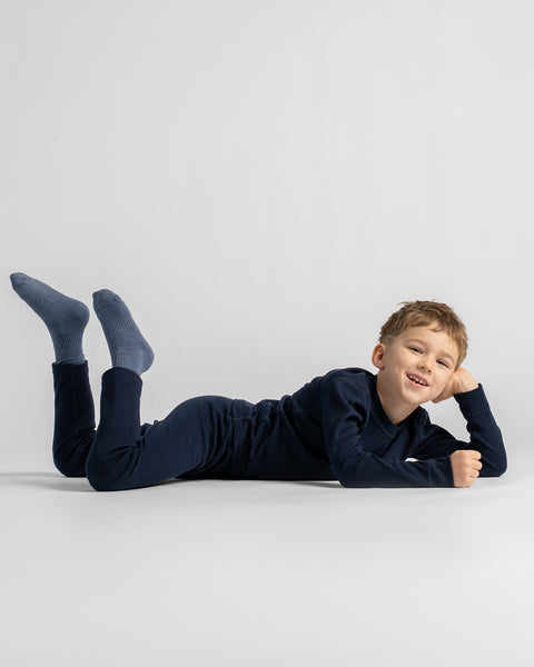2-delige set met shirt met lange mouwen en broek van middelzware merinowol voor kinderen