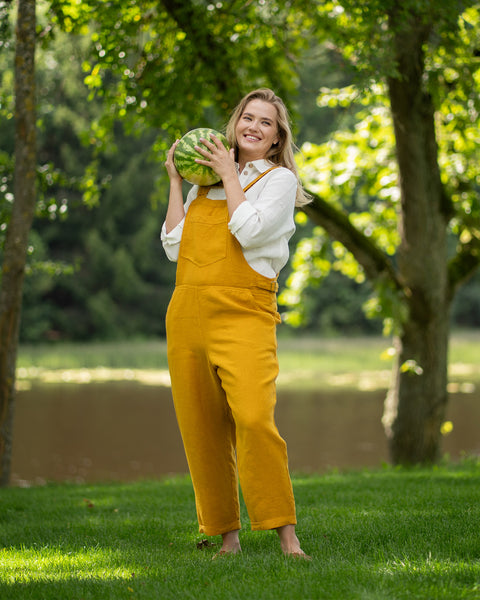 Linnen Tuinbroek Nicci Pittig Geel