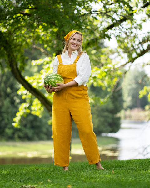 Linnen Tuinbroek Nicci Pittig Geel