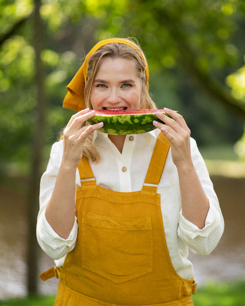 Linnen Tuinbroek Nicci Pittig Geel