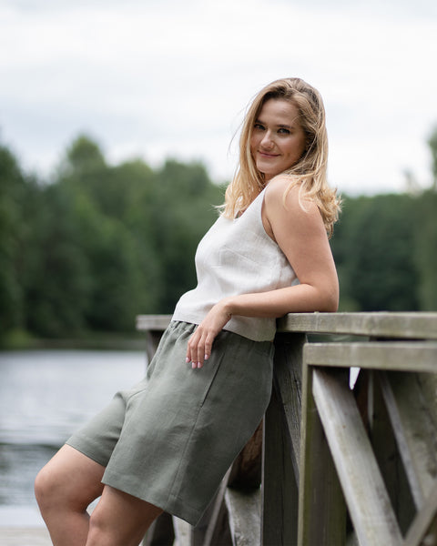 Linnen Korte Top Ana Natuurlijk
