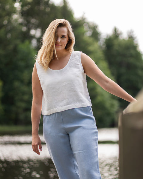 Linnen Korte Top Ana Zuiver Wit