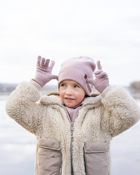 Kids Knitted Beanie & Gloves 2-Piece Set