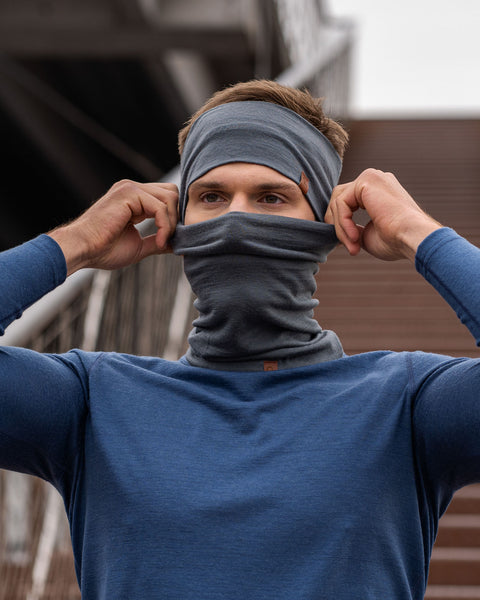 Men's Headband and Gaiter Set Perfect Grey