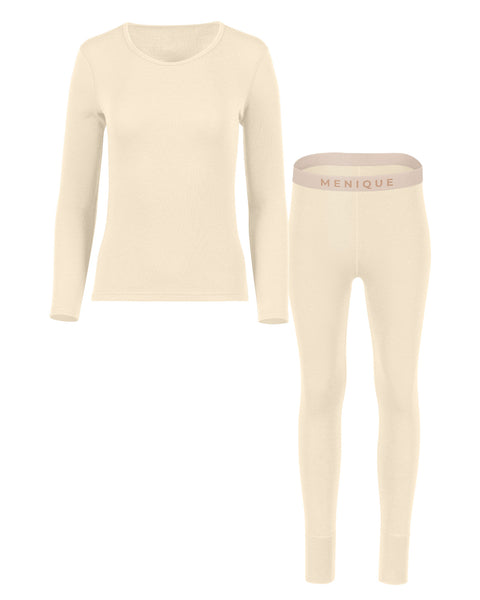 Women's 250 Long Sleeve & Bottoms 2-Piece Natural Front