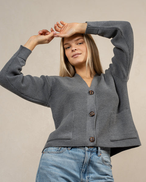 Women's Merino Wool Cardigan Hazel Dark gray