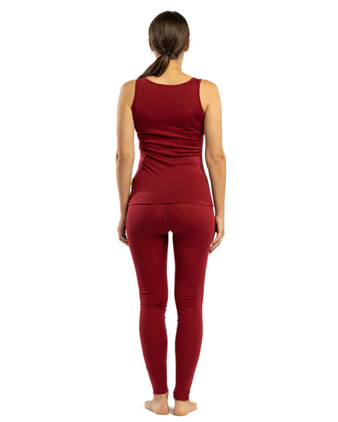 Women's 160 Merino 2-Piece Set Of Sleeveless Top & Bottom Royal Cherry