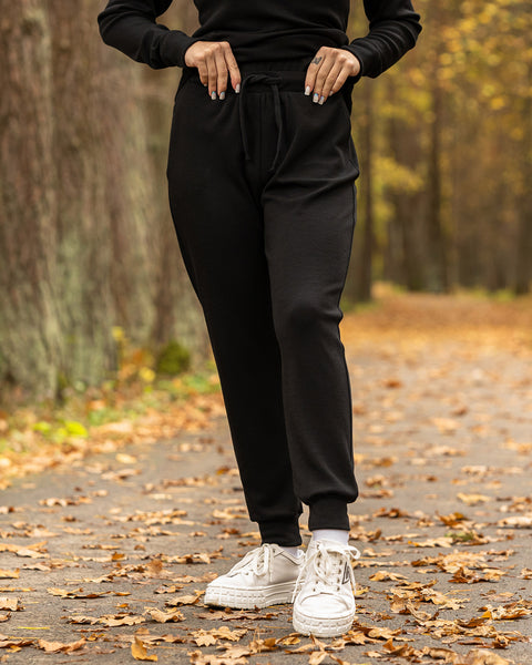 Women's Merino 250 Set of Zip Neck Top & Jogger Sweatpants Black