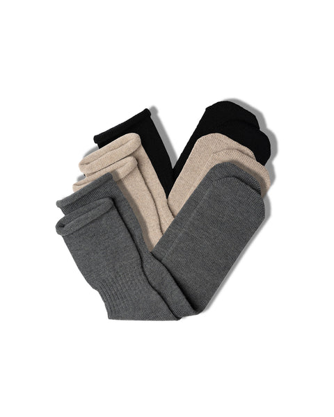 Women's Socks 3-Pack Black/Creamy beige/Dark gray