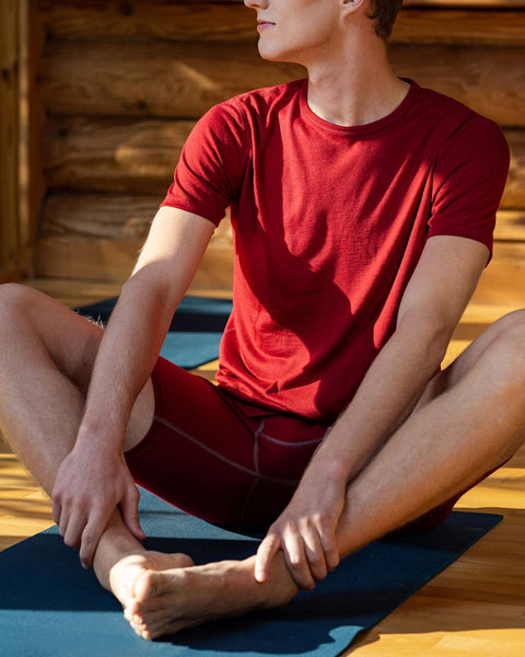 menique merino heren boxershorts en shirts set koninklijk kersenrood