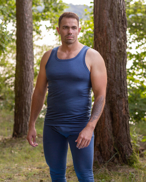 menique Men's Merino 160 Tank Top Denim Color