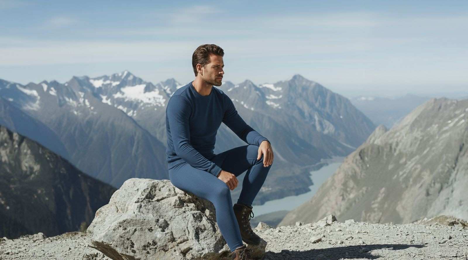 Men's Merino wool sets: short sleeves, sleeveles or long sleeve 2 piece sets.
