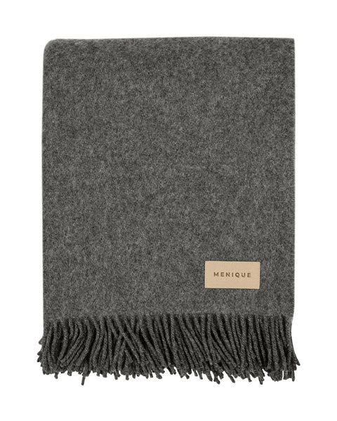 Natural Wool Blanket Throw Milan Dark Gray