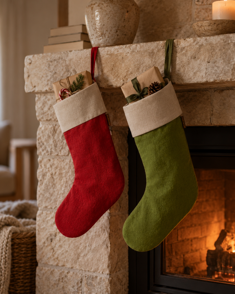 Linnen kerstkousen sok