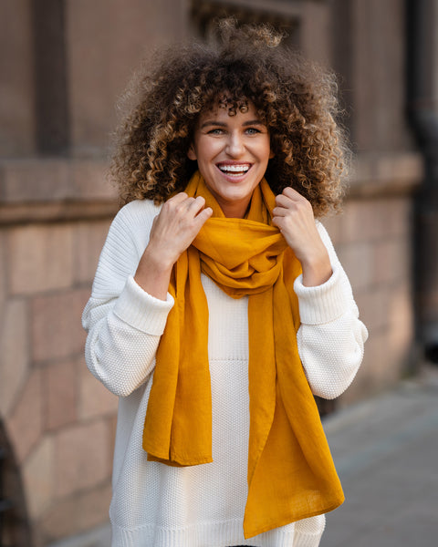 Women's Linen Scarf Spicy Yellow
