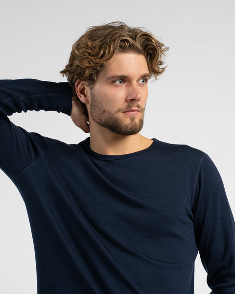 2-delige set voor heren met shirt met lange mouwen en broek, marineblauw, 250