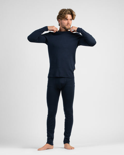2-delige set voor heren met shirt met lange mouwen en broek, marineblauw, 250