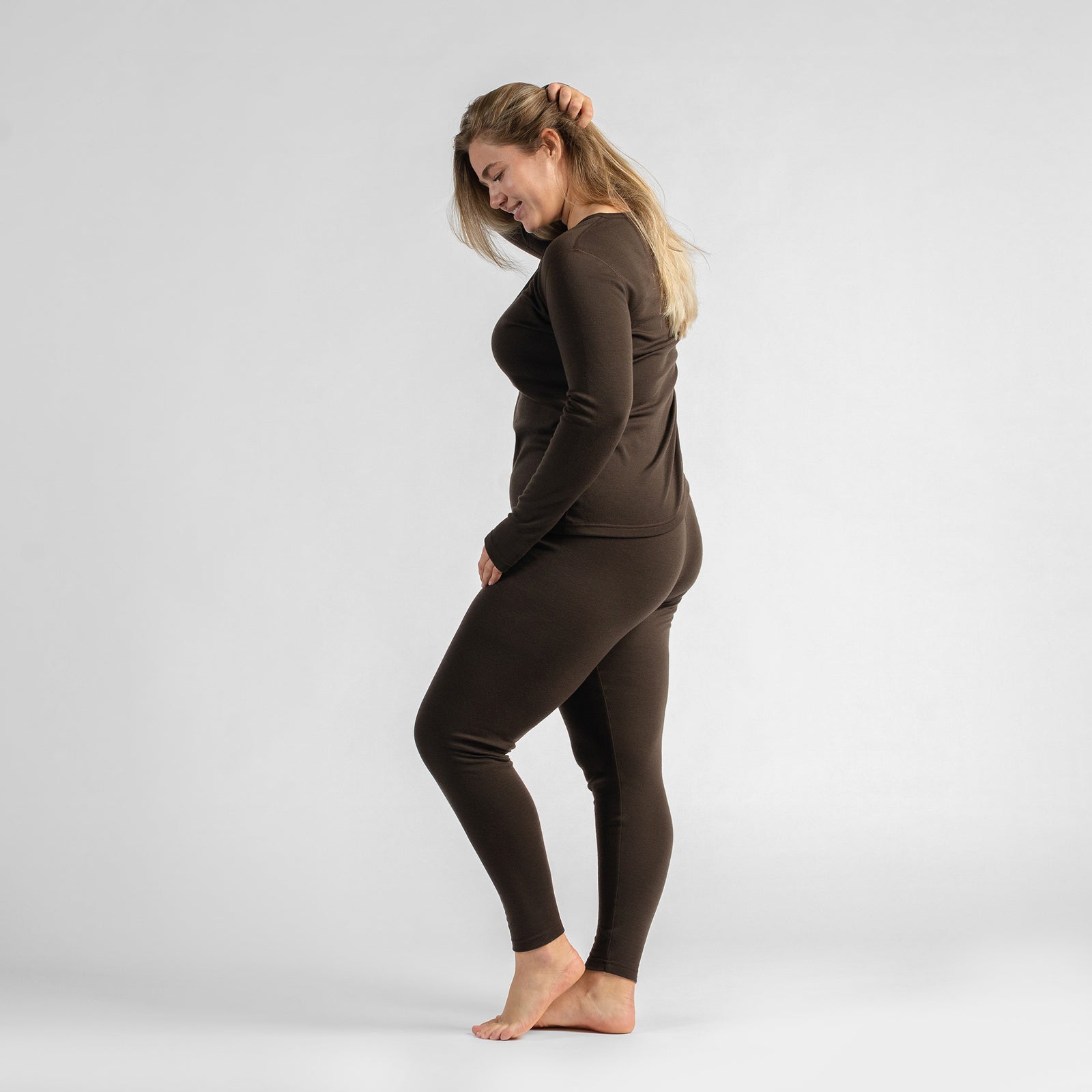 Thermoshirt met lange mouwen voor dames 250 Chocoladebruin