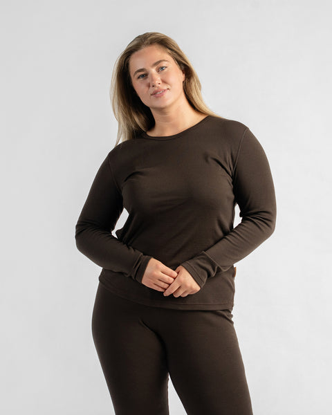 Thermoshirt met lange mouwen voor dames 250 Chocoladebruin