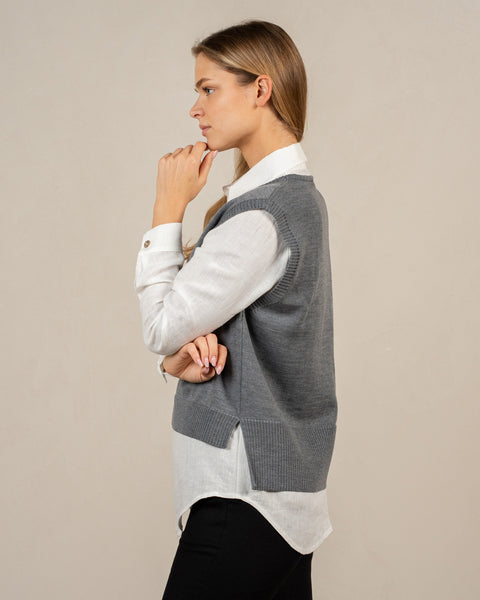 Women's Merino Wool Vest Isla Dark Gray
