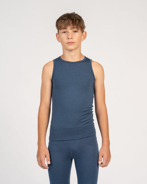 Kids' Merino Tank Top &amp; Bottom 2-Piece Denim