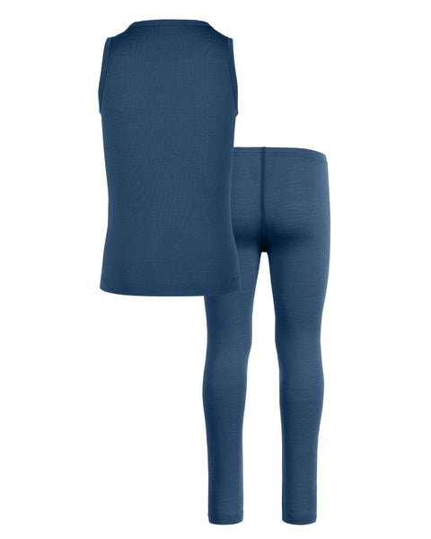 Kids' Merino Tank Top &amp; Bottom 2-Piece Denim
