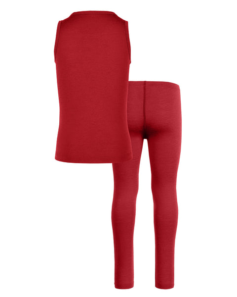 Kids' Merino Tank Top &amp; Bottom 2-Piece Royal Cherry