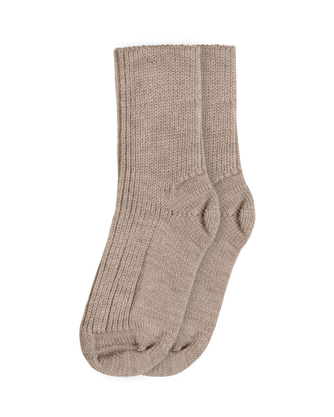 The Menique Kids' Merino Rib Thick Socks in color beige.