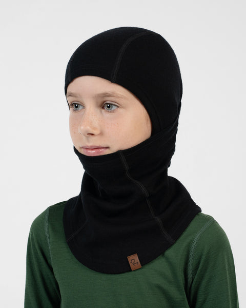 Balaclava-gezichtsbedekking van 100% merinowol voor kinderen, op meerdere manieren te dragen