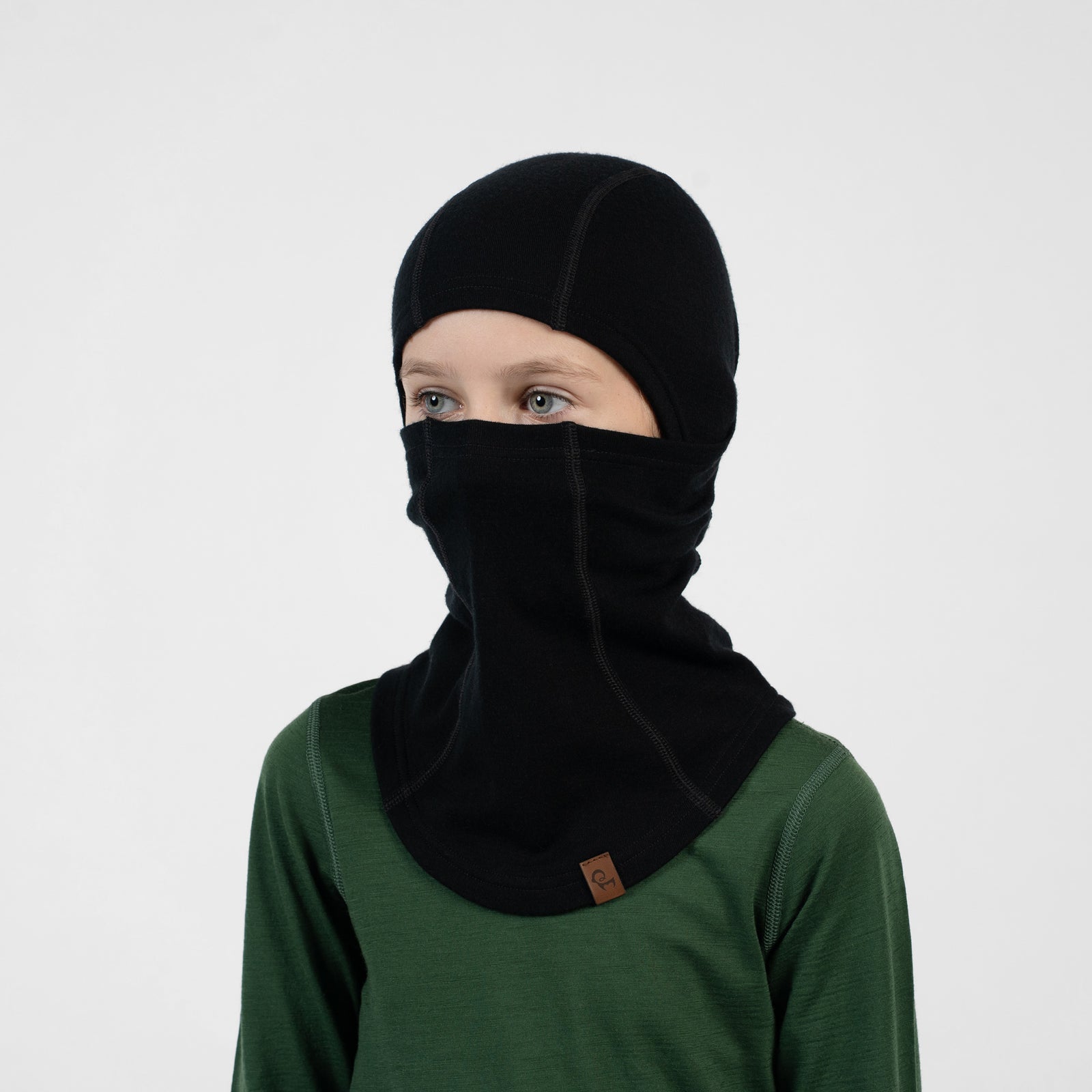 Balaclava-gezichtsbedekking van 100% merinowol voor kinderen, op meerdere manieren te dragen