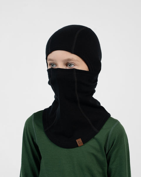 Balaclava-gezichtsbedekking van 100% merinowol voor kinderen, op meerdere manieren te dragen