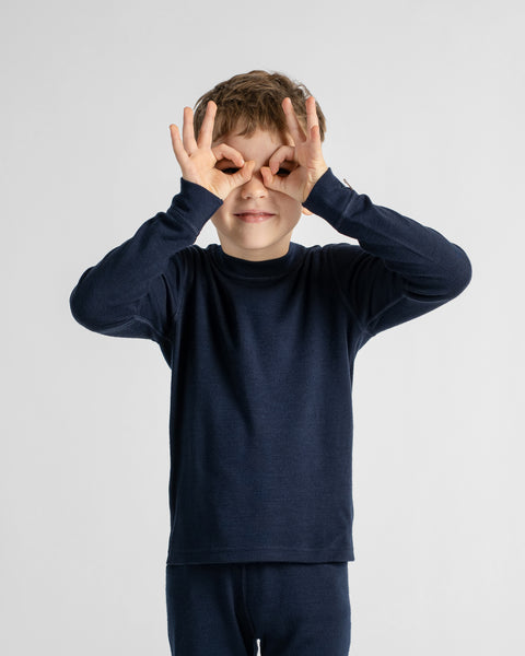 2-delige set met merinowollen shirt met lange mouwen en broek voor kinderen, 250 g/m²