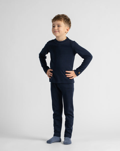 2-delige set met shirt met lange mouwen en broek van middelzware merinowol voor kinderen