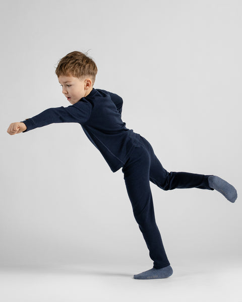 2-delige set met shirt met lange mouwen en broek van middelzware merinowol voor kinderen