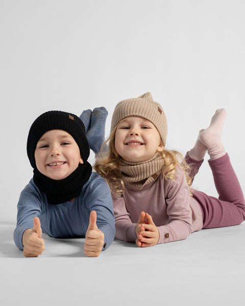 Geribde muts van 100% merinowol voor kinderen