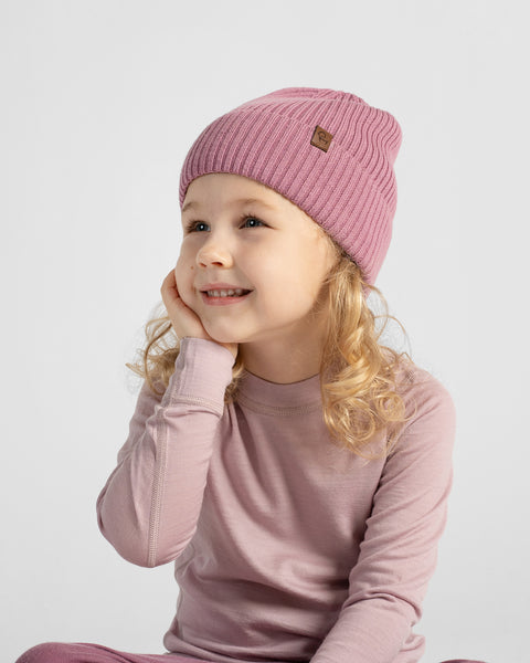 Geribde muts van 100% merinowol voor kinderen