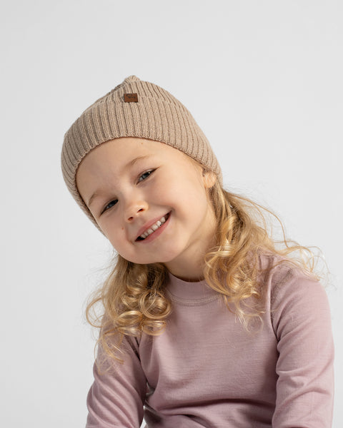 Geribde muts van 100% merinowol voor kinderen