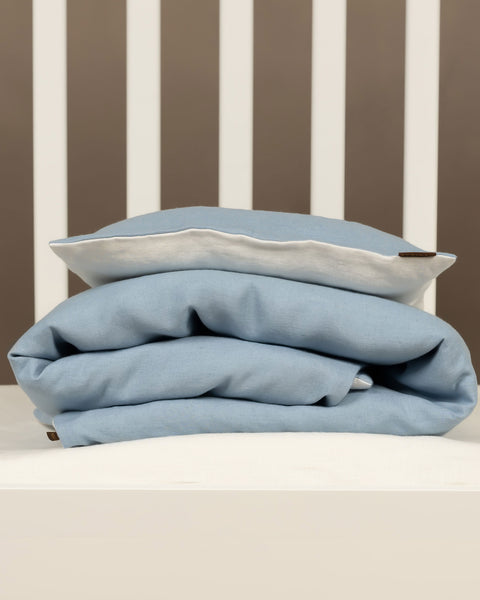 Linen Baby Duvet Cover in cloudy blue