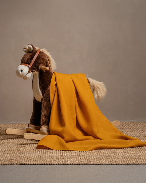 Linen Throw for Baby in Spicy YellowColor