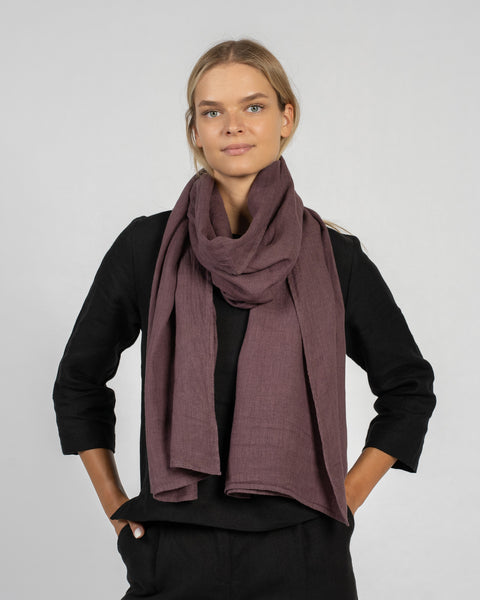 Wide Women's Linen Scarf Shadow Purple