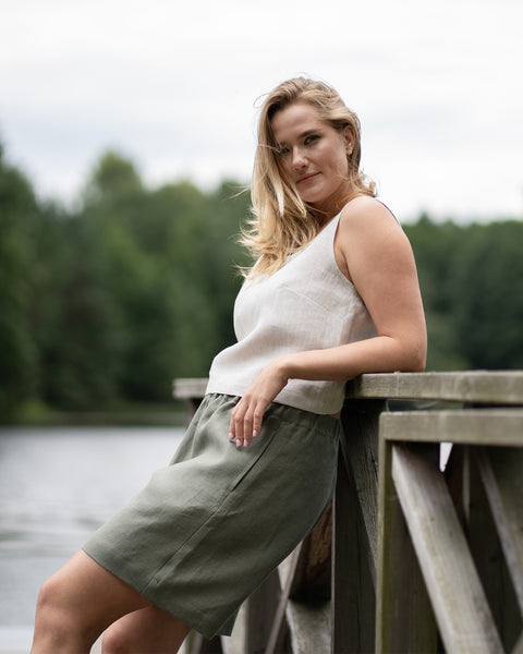 Linnen Korte Top Ana Natuurlijk