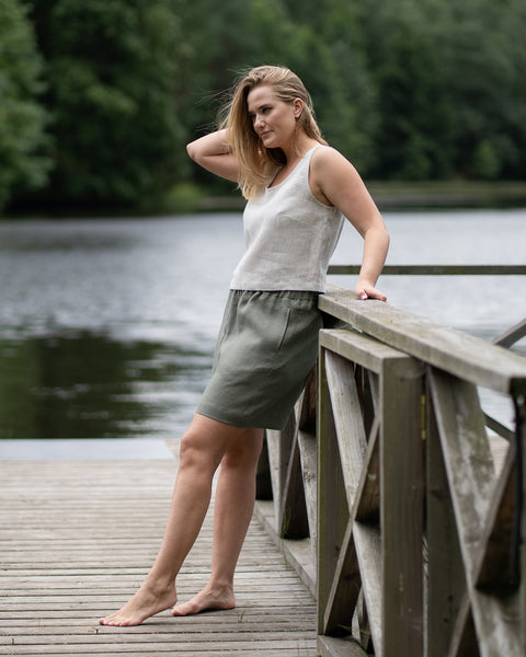 Linnen Korte Top Ana Natuurlijk